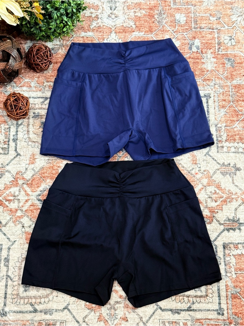 Women's High-Waist Active Shorts - Navy & Black (2-Pack)